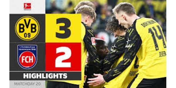 Borussia Dortmund kämpfte gegen den Fußballclub Heidenheim 1846 e. V. 3-2
